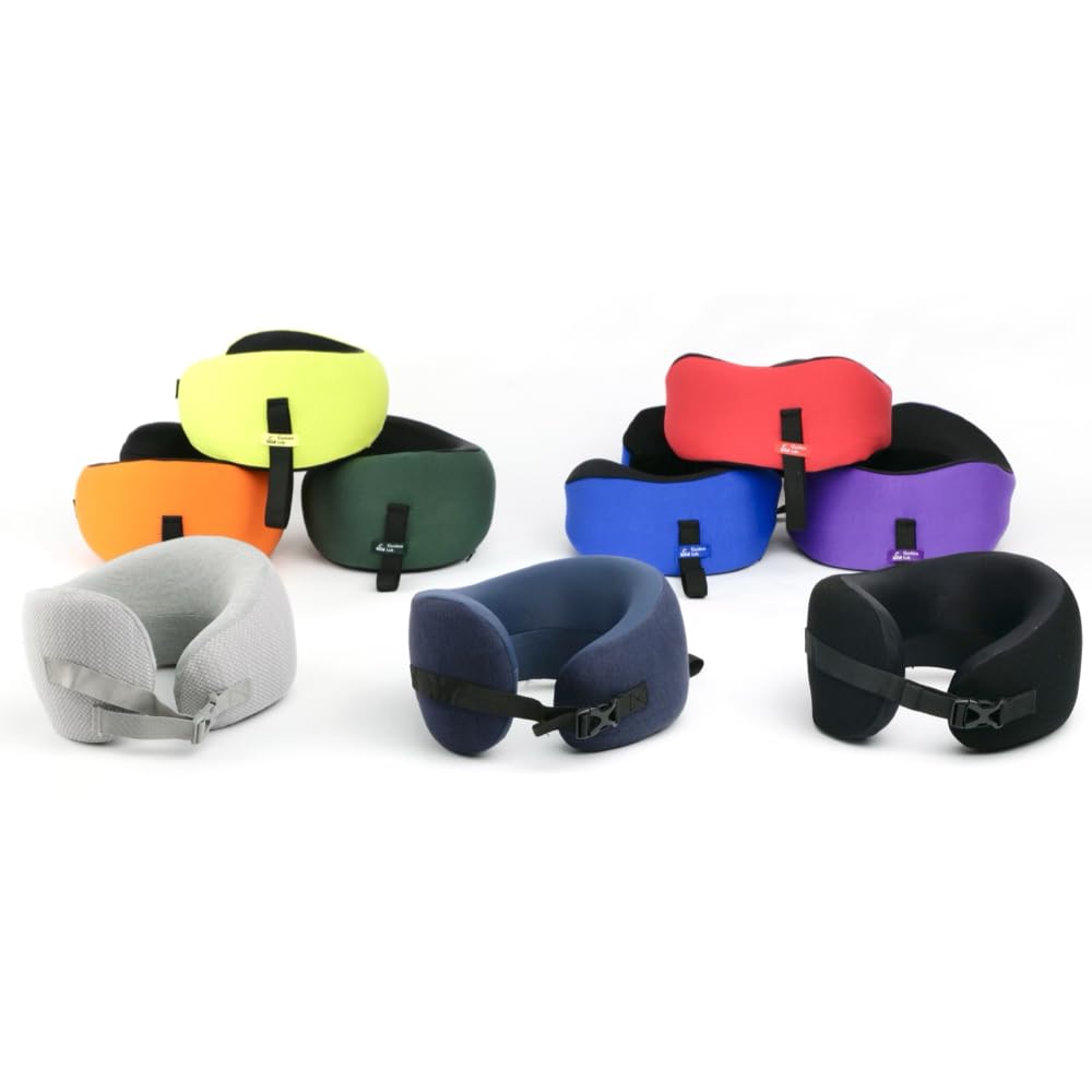Cushion Lab Extra Support Travel Pillow, Award-Winning Patented Ergonomic Design for Chin & Neck Support Memory Foam Neck Pillow, Compact Airplane Pillow for Traveling, Flight, Car (Black, Large)