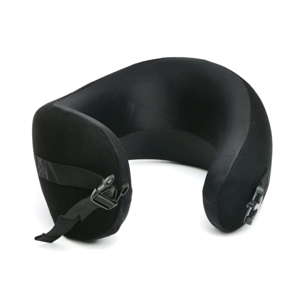 Cushion Lab Extra Support Travel Pillow, Award-Winning Patented Ergonomic Design for Chin & Neck Support Memory Foam Neck Pillow, Compact Airplane Pillow for Traveling, Flight, Car (Black, Large)