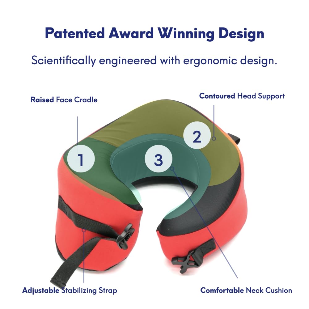 Cushion Lab Extra Support Travel Pillow, Award-Winning Patented Ergonomic Design for Chin & Neck Support Memory Foam Neck Pillow, Compact Airplane Pillow for Traveling, Flight, Car (Black, Large)