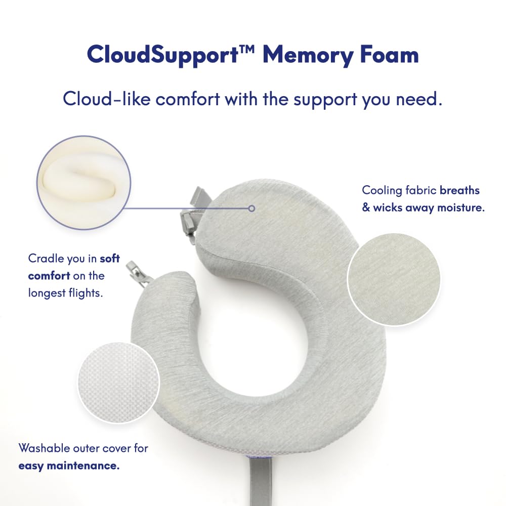 Cushion Lab Extra Support Travel Pillow, Award-Winning Patented Ergonomic Design for Chin & Neck Support Memory Foam Neck Pillow, Compact Airplane Pillow for Traveling, Flight, Car (Black, Large)