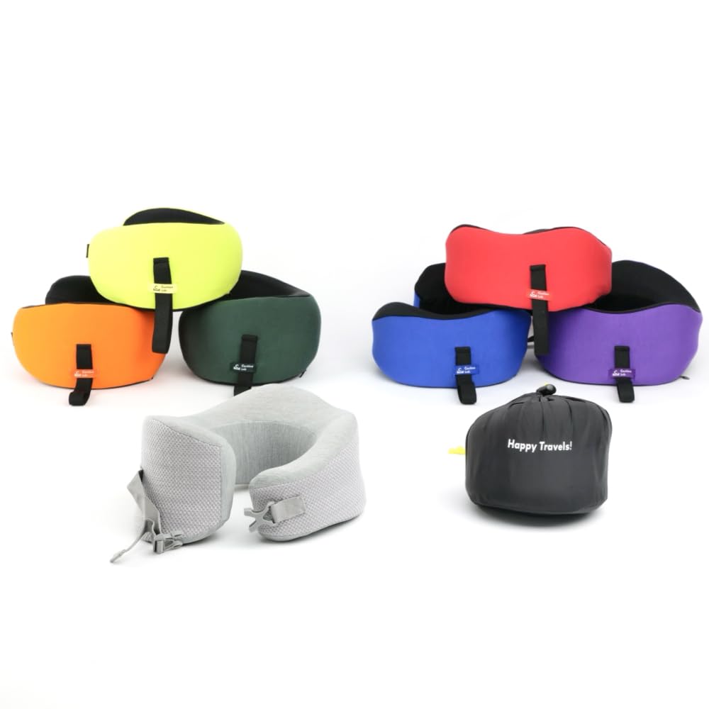 Cushion Lab Extra Support Travel Pillow, Award-Winning Patented Ergonomic Design for Chin & Neck Support Memory Foam Neck Pillow, Compact Airplane Pillow for Traveling, Flight, Car (Black, Large)