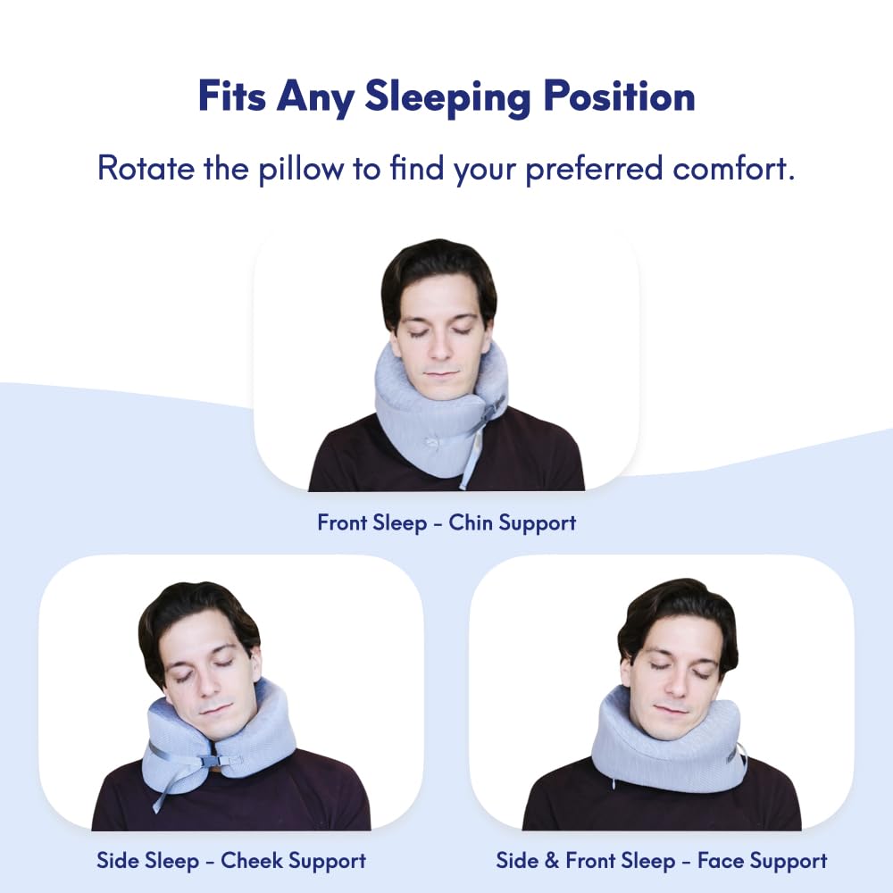 Cushion Lab Extra Support Travel Pillow, Award-Winning Patented Ergonomic Design for Chin & Neck Support Memory Foam Neck Pillow, Compact Airplane Pillow for Traveling, Flight, Car (Black, Large)