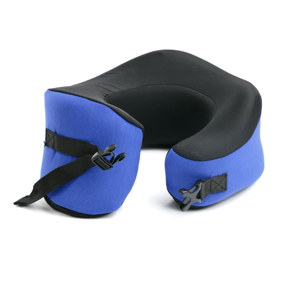 Cushion Lab Extra Support Travel Pillow, Award-Winning Patented Ergonomic Design for Chin & Neck Support Memory Foam Neck Pillow, Compact Airplane Pillow for Traveling, Flight, Car (Black, Large)