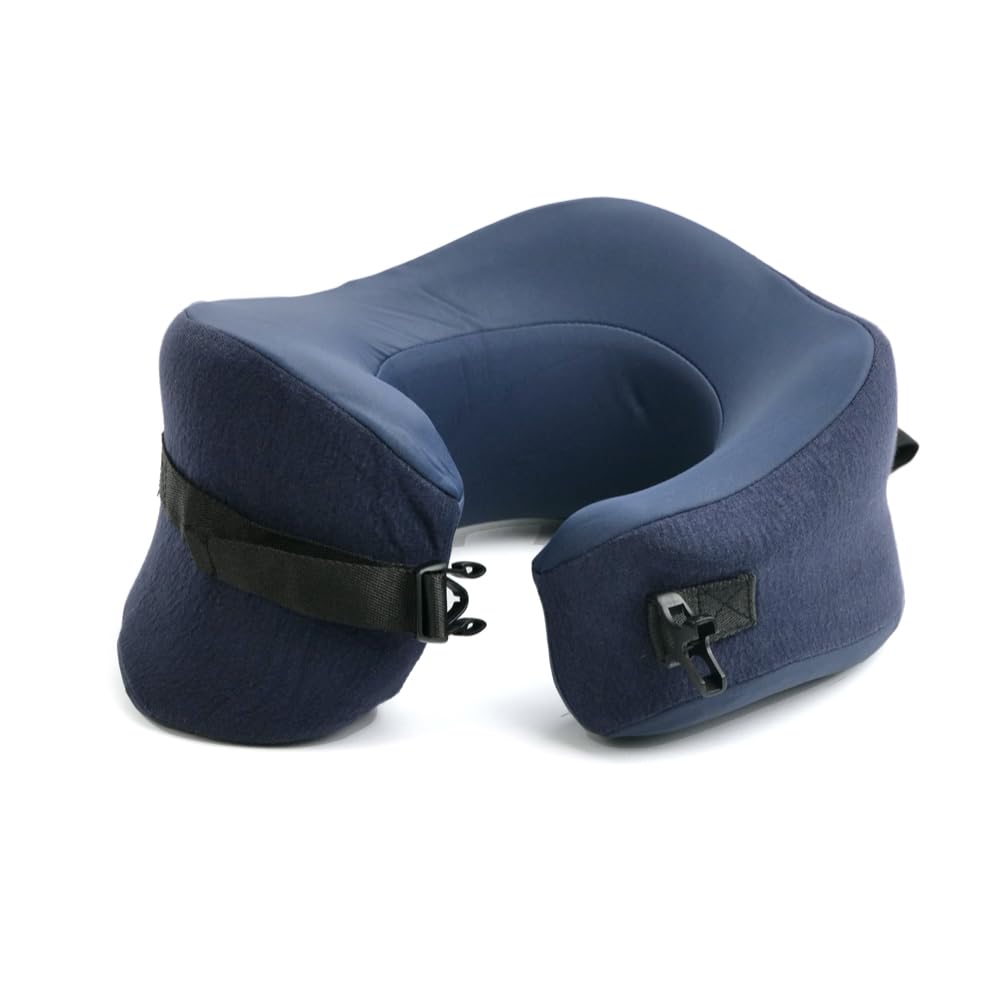 Cushion Lab Extra Support Travel Pillow, Award-Winning Patented Ergonomic Design for Chin & Neck Support Memory Foam Neck Pillow, Compact Airplane Pillow for Traveling, Flight, Car (Black, Large)