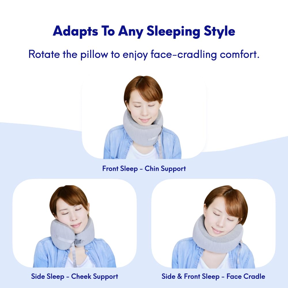 Cushion Lab Extra Support Travel Pillow, Award-Winning Patented Ergonomic Design for Chin & Neck Support Memory Foam Neck Pillow, Compact Airplane Pillow for Traveling, Flight, Car (Black, Large)