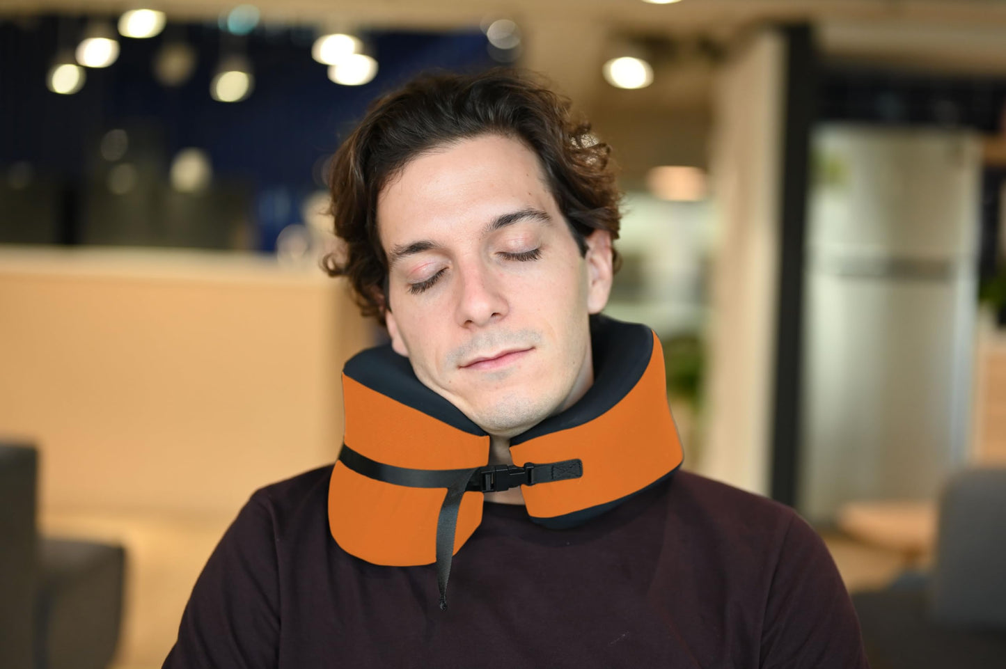 Cushion Lab Extra Support Travel Pillow, Award-Winning Patented Ergonomic Design for Chin & Neck Support Memory Foam Neck Pillow, Compact Airplane Pillow for Traveling, Flight, Car (Black, Large)